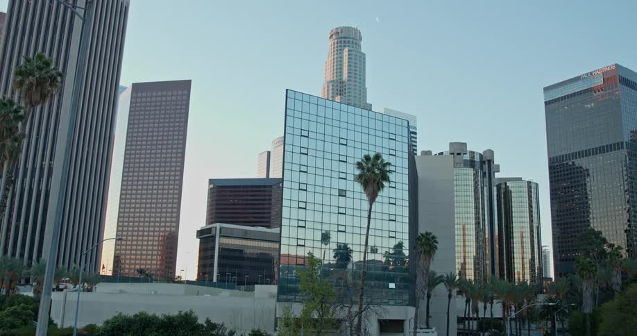 High rise office buildings in a city