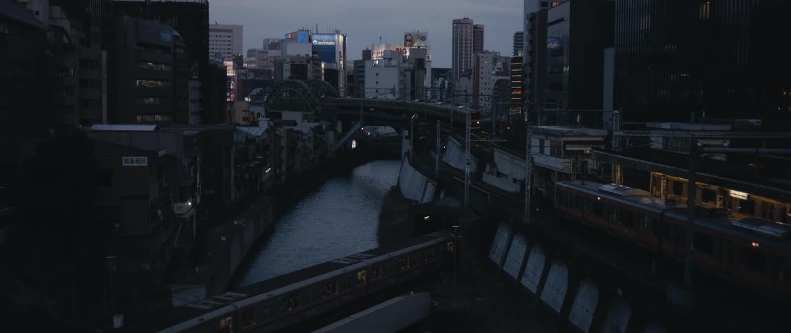 Trains travel through the city