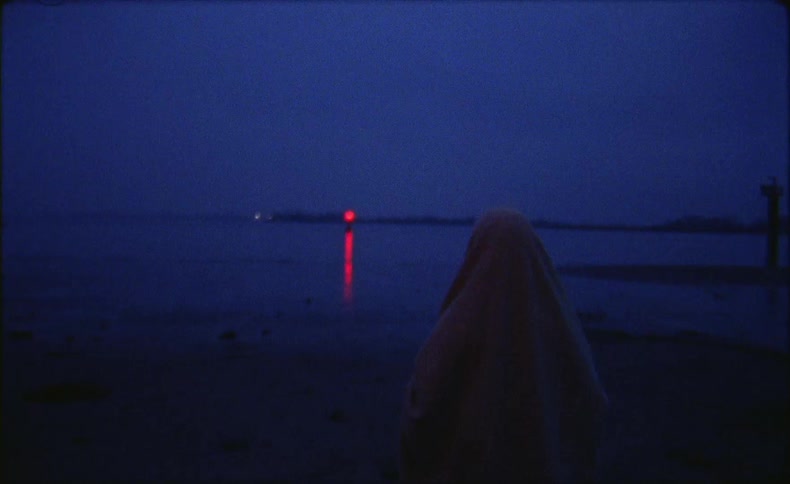 A person is walking on the beach