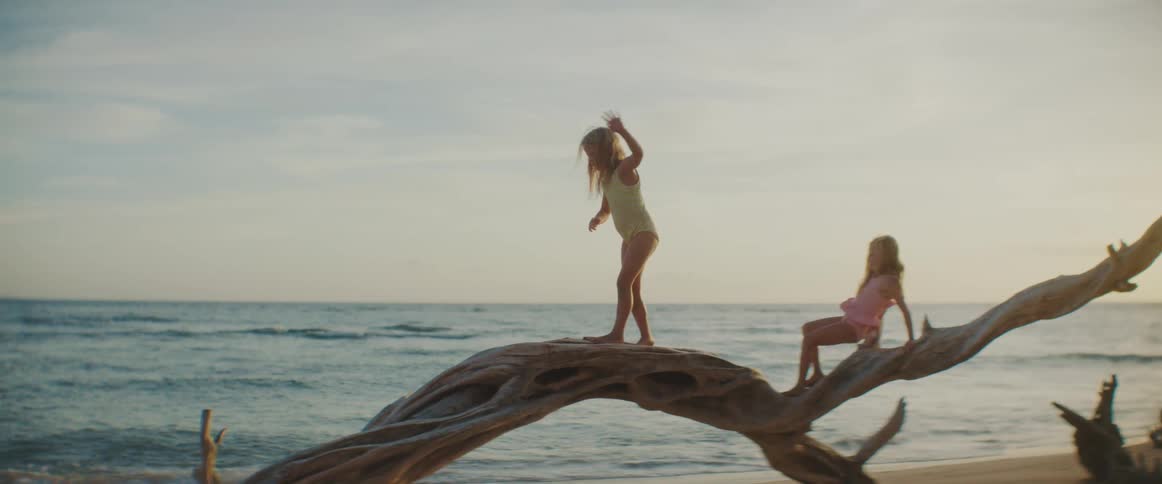 A view of two kids playing at the beach