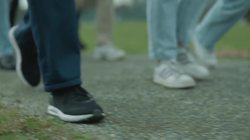 People walk on a path in the park