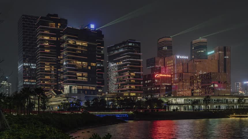Time lapse view of a downtown city at night time