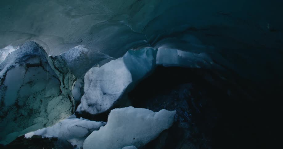 Frozen chunks of snow and ice in nature
