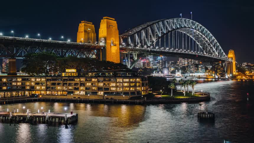 A view of downtown at night time
