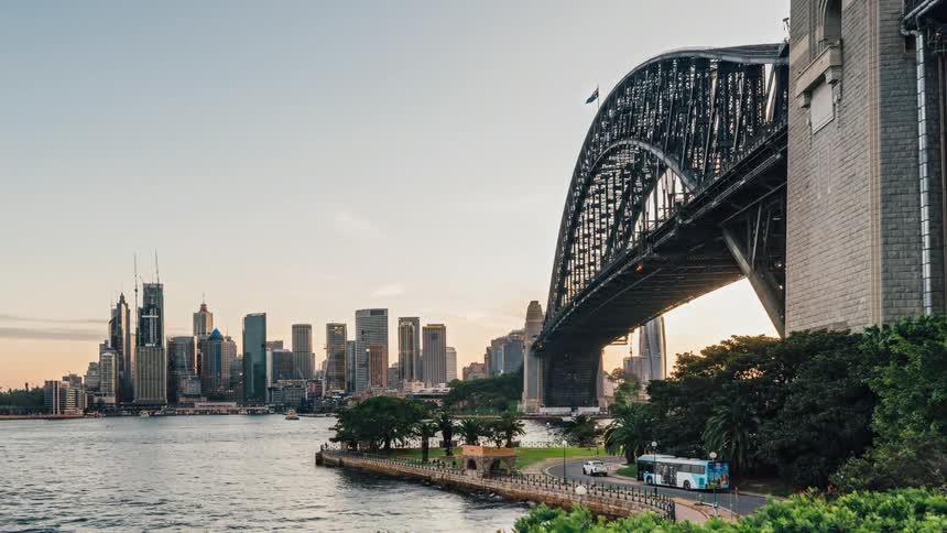 The view is of downtown where you can see buildings and the bridge
