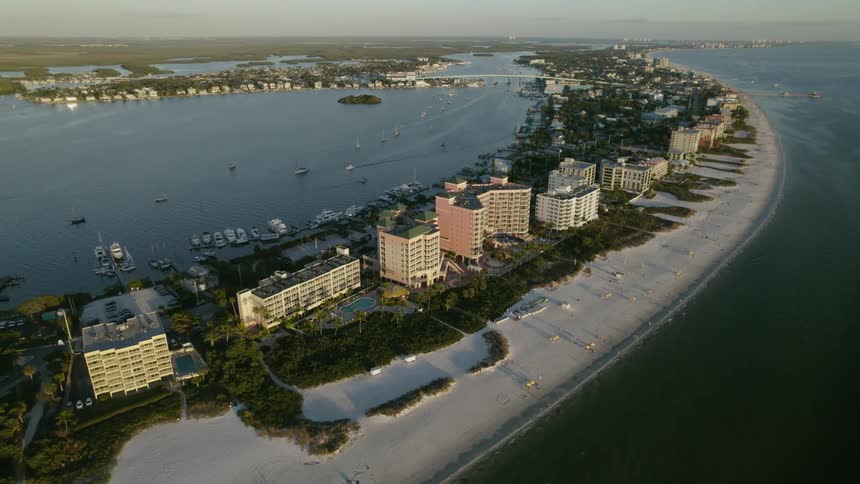 Fort Myers Beach hotels at sunset prior to Hurricane