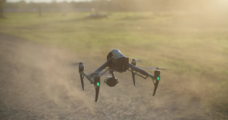 A view of a drone landing