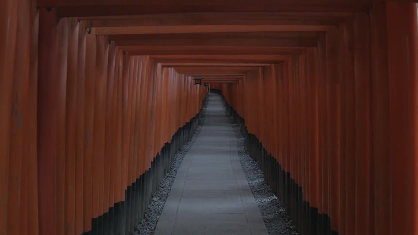 A long orange hallway