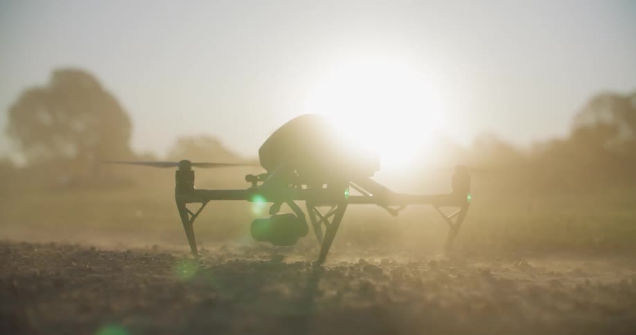A view of a drone landing