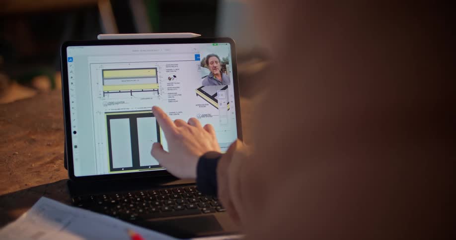 Two people talk on a video call