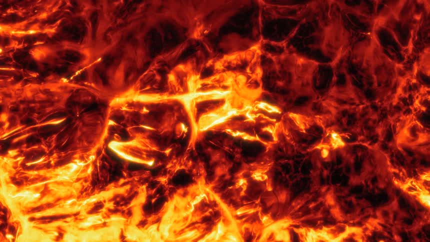 Molten rock and lava bubble and flow