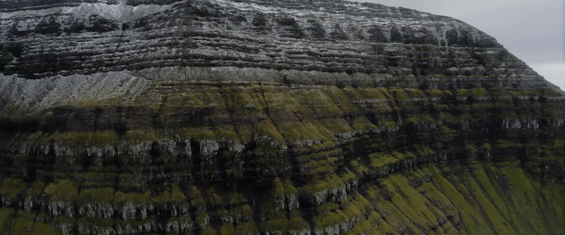 Aerial view of mountains are displayed in winter