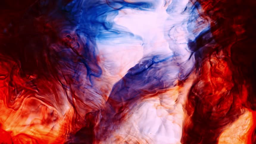 Flowing orange and blue liquid