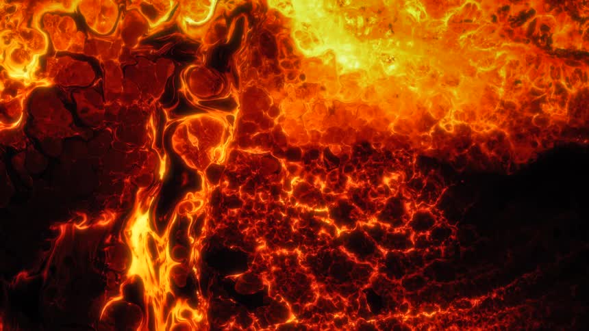 Flowing orange and yellow liquid