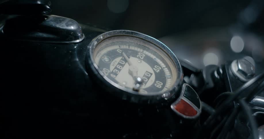 The dial on the motorcycle is reflective