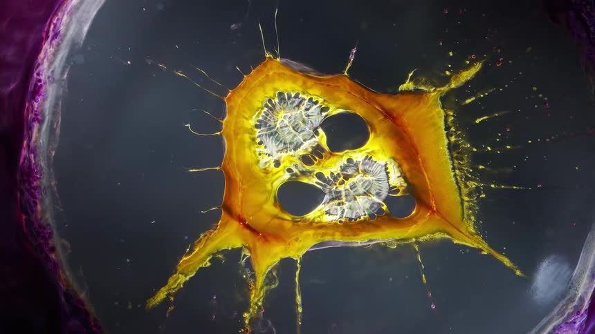 Abstract yellow and purple liquid