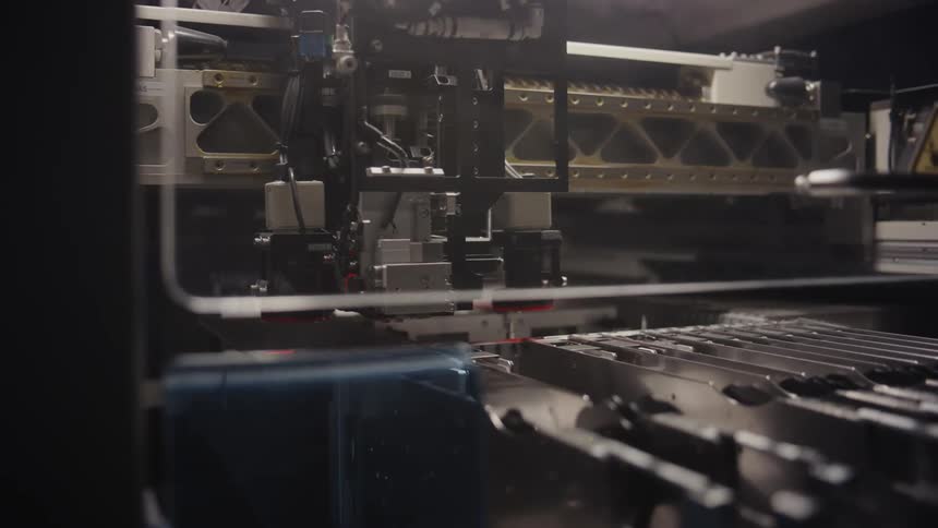 Robotic machine works in factory