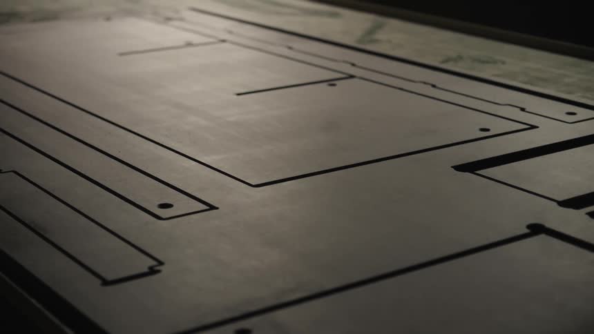 Lines and holes are on the surface of a solid material