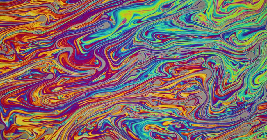 The rainbow colors mix together