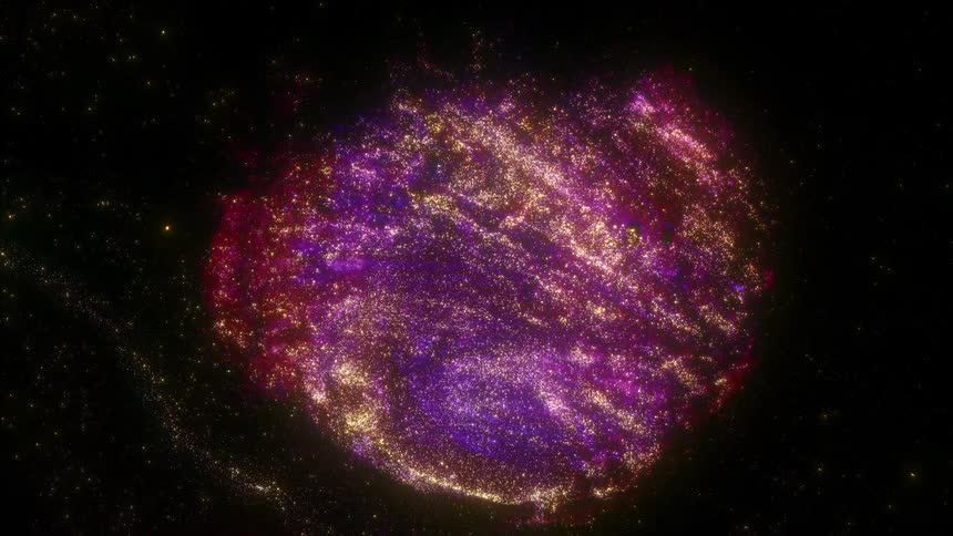 A dark background quickly fills with color as liquid expands