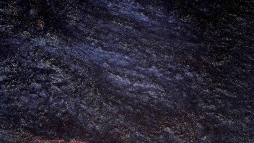 A thick liquid that resembles water moves in waves