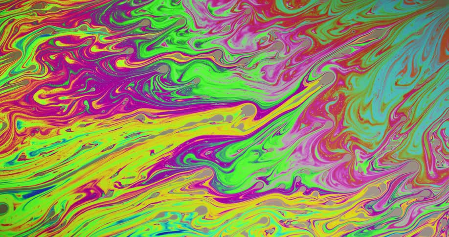 Neon colors swirl and blend together