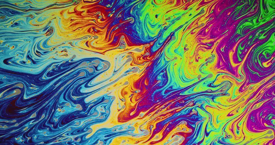 The rainbow colors move around and mix