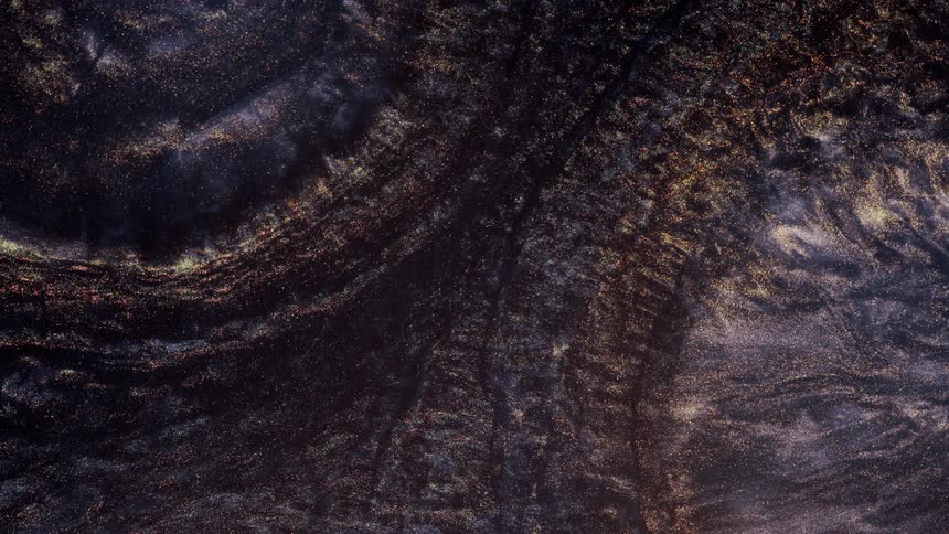 Waves of purple and metallic mixture spread to meet in the middle