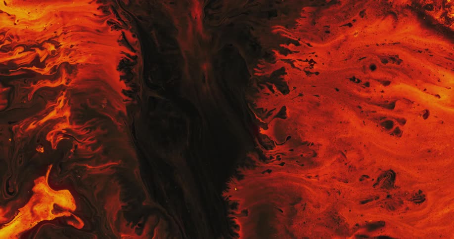Two waves of orange and yellow flow and branch and expand