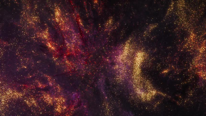 An explosion sends waves of shimmering gold expanding out in a circle against black