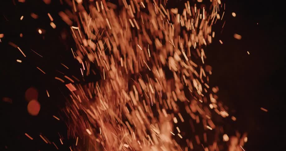 A view of a fire outdoors