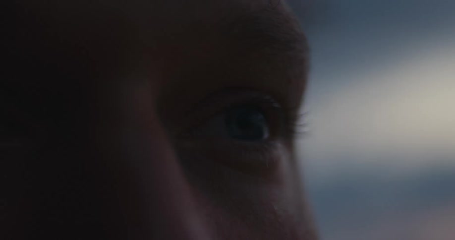 Close up view of a persons face is displayed