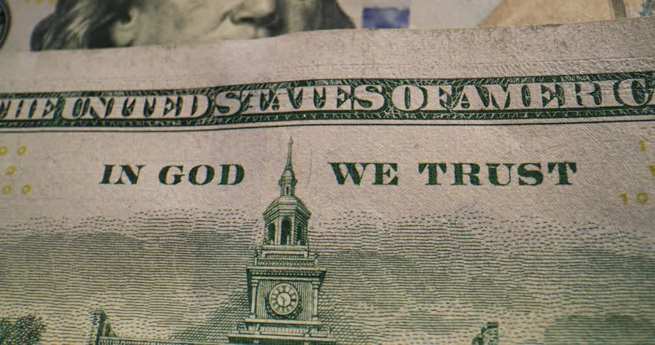 Close up view of american currency is displayed