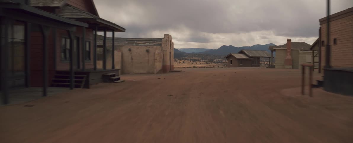 A small western town is near the desert