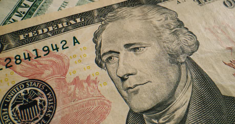 Alexander hamilton on a ten dollar bill