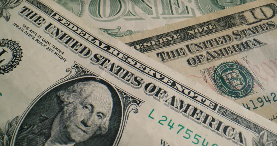 Close up of united states dollar bills
