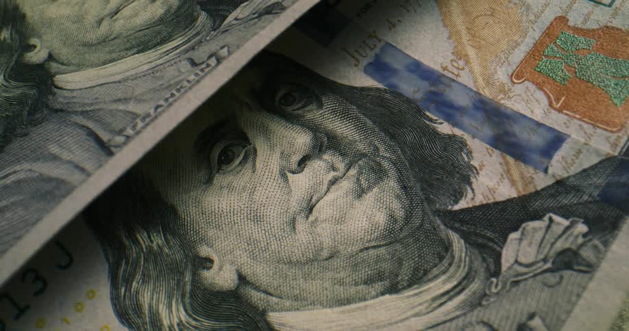 Money is stacked together