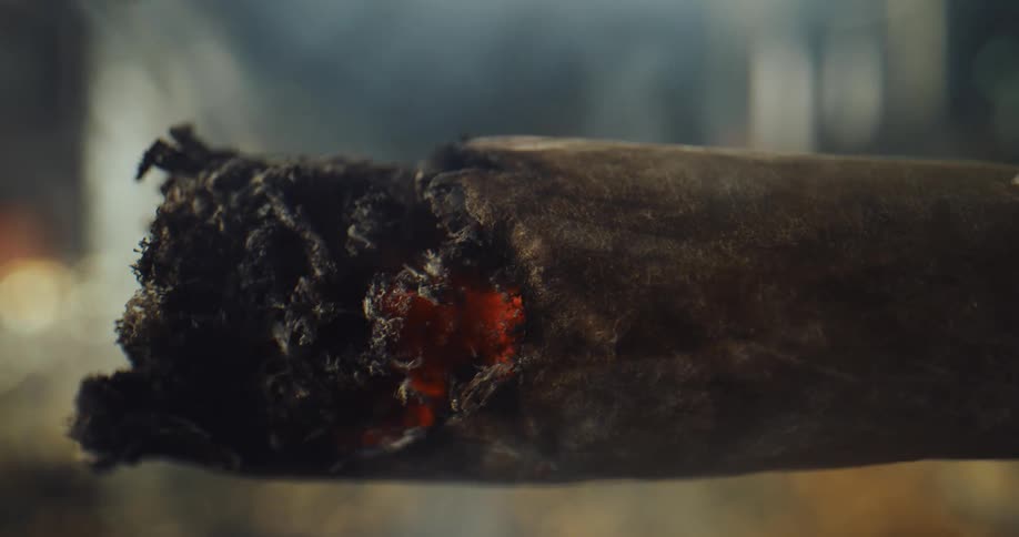 A rolled up paper slowly burns