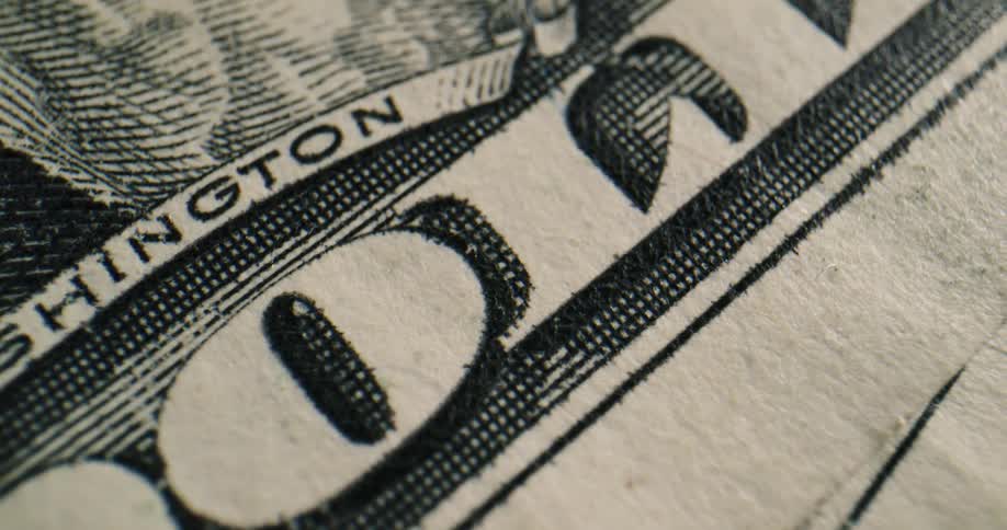 Close up view of money is displayed on camera