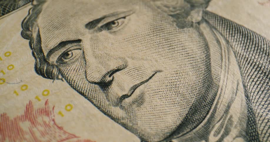 Close up of the portrait on an united states dollar bill