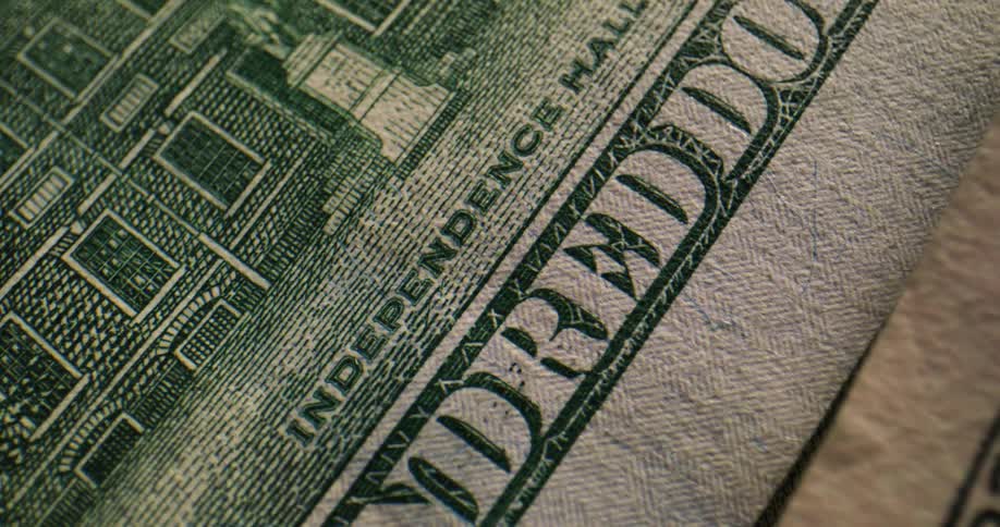 Close up view of usa money is displayed on a table