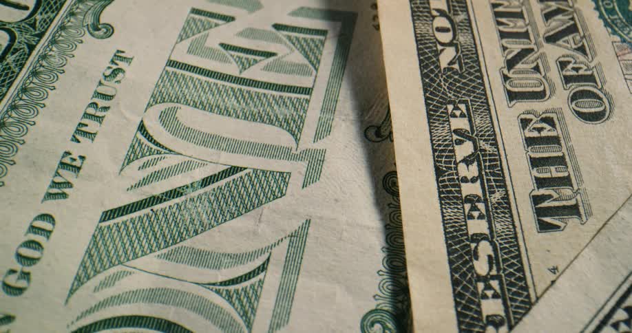 Close up of dollar bills