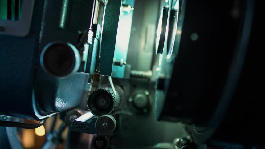 Flashing lights on the interior of a working movie projector