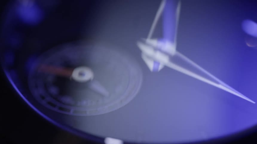 Light shines on a watch