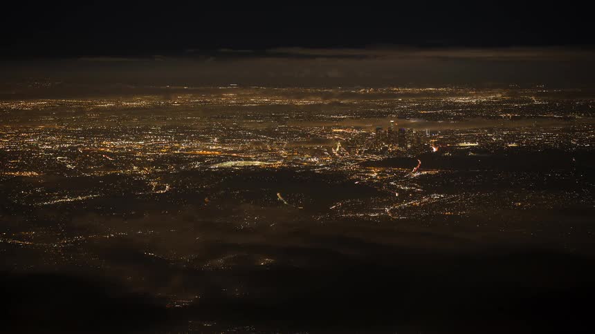 City lights in the distance on a dark night