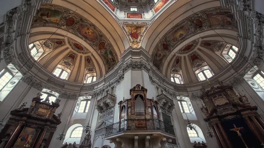 Domes and windows in a gothic style church let the sunlight in