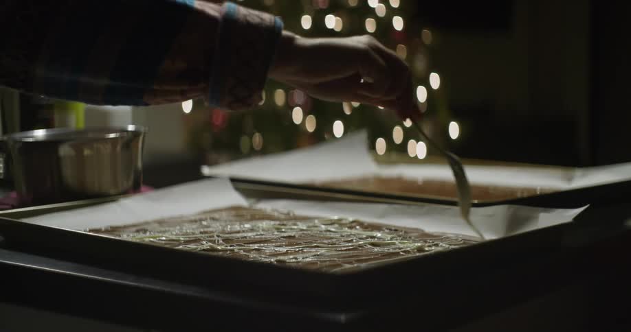 A pan is being prepared with food
