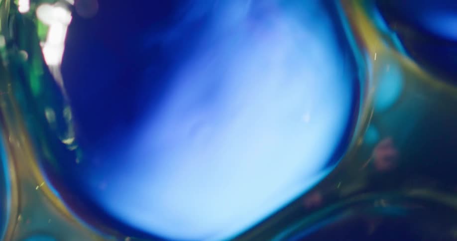 Blue gel in an ice pack shimmers under a light