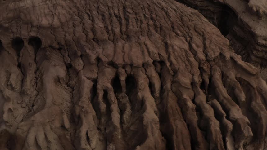 Rock formations and mountain canyons in the desert badlands