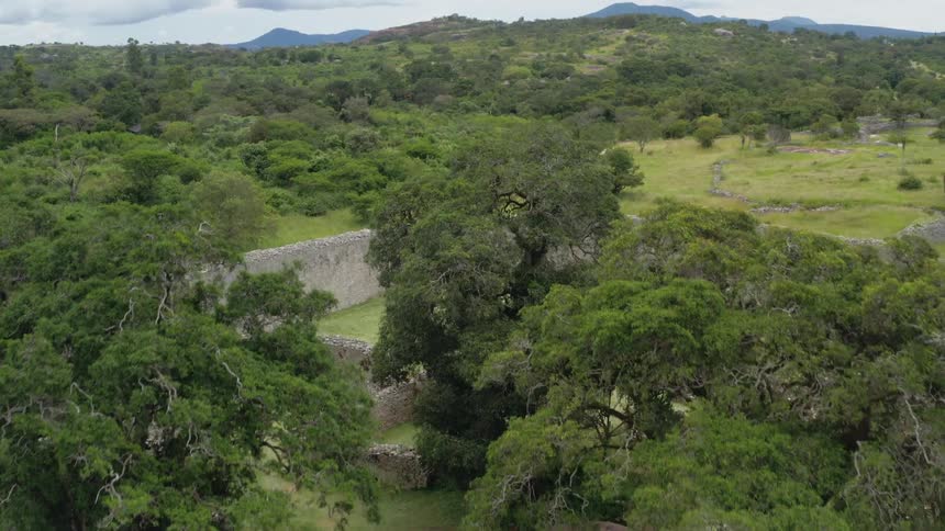 Aerial view of ancient stone ruins
